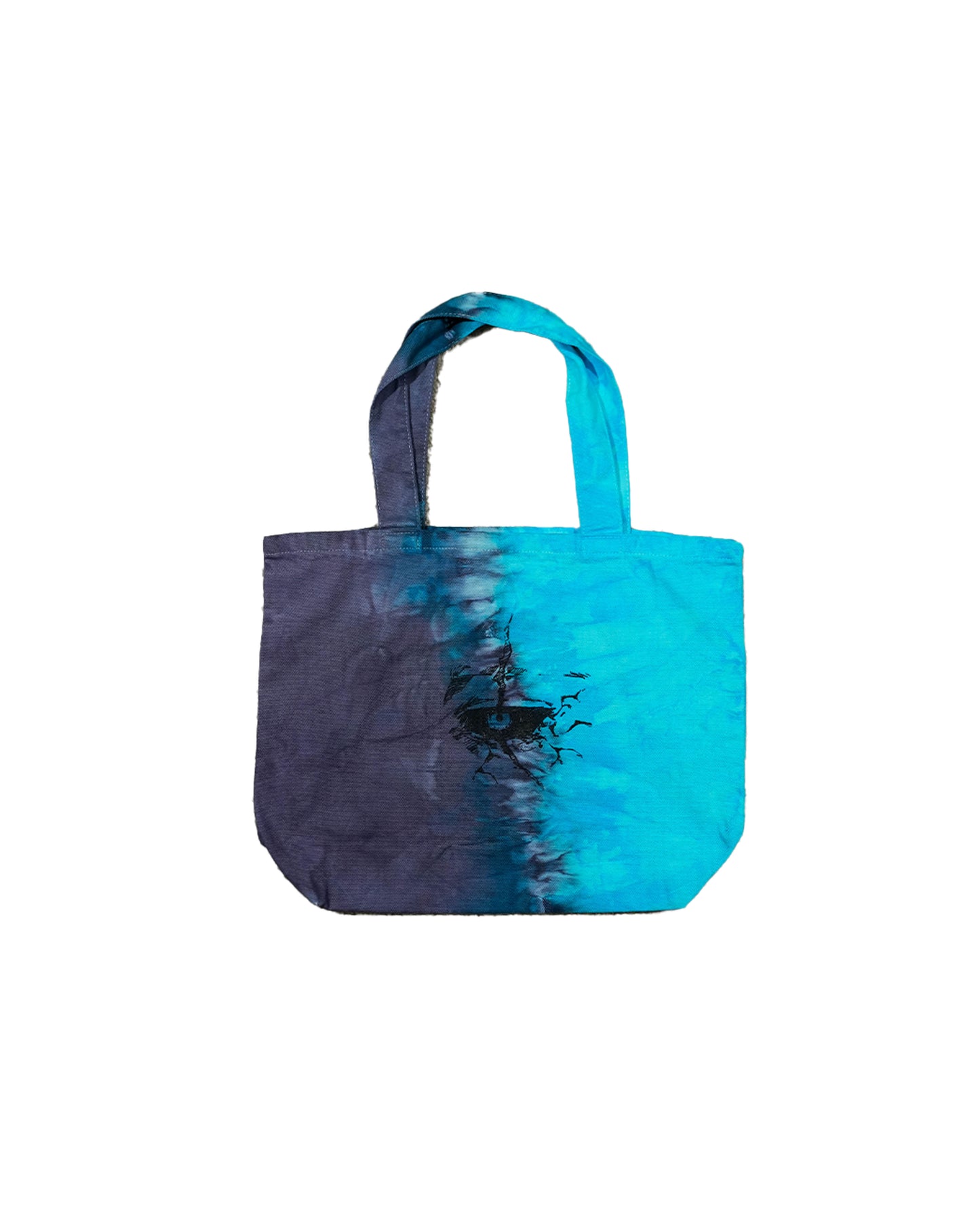 Eye Blue Flames - Blue and Black Tye-dye Tote Bag