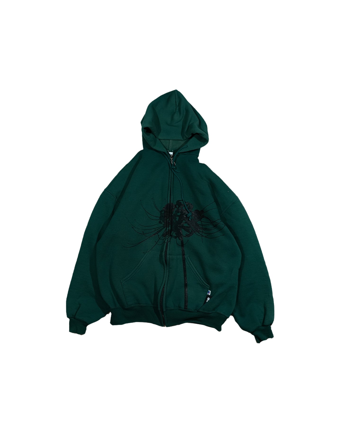 Halftone Spider Lily - Vintage Russell Forest Green Zip up (1 of 1)