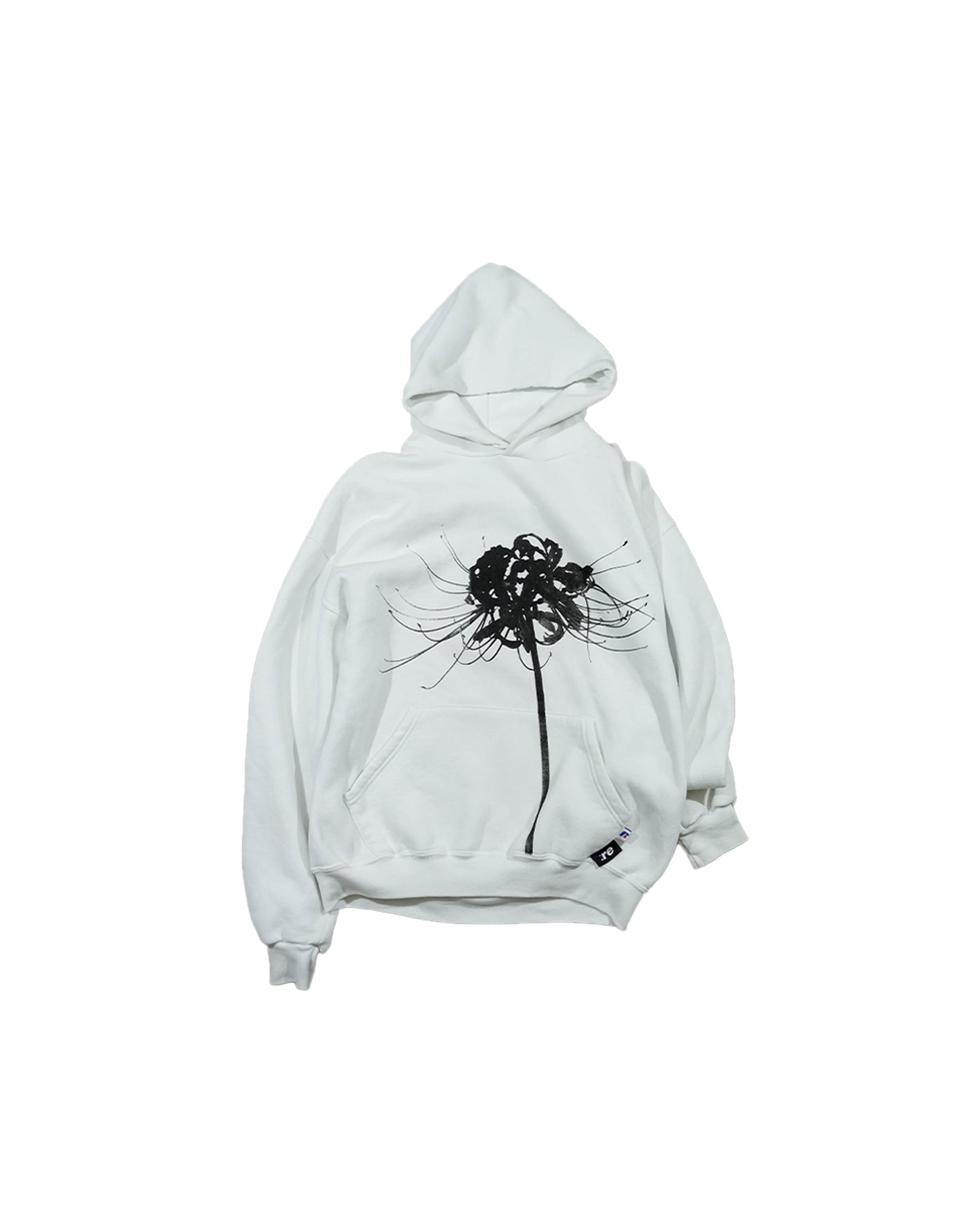 Halftone Spider Lily - Vintage Russell White Hoodie (1 of 1)