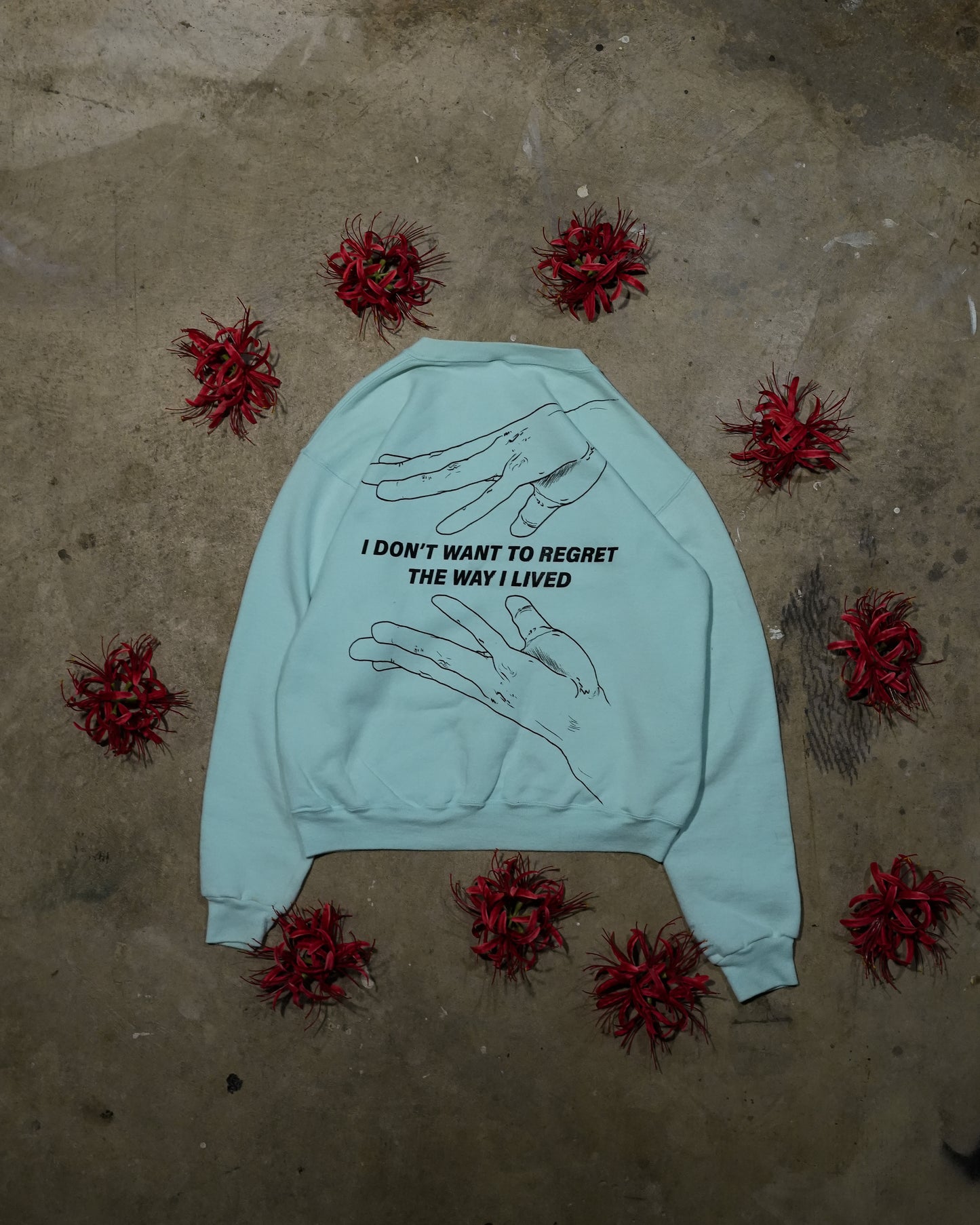 I Don't Want To Regret - Light Blue Vintage Russell Sweatshirt (1 of 1)