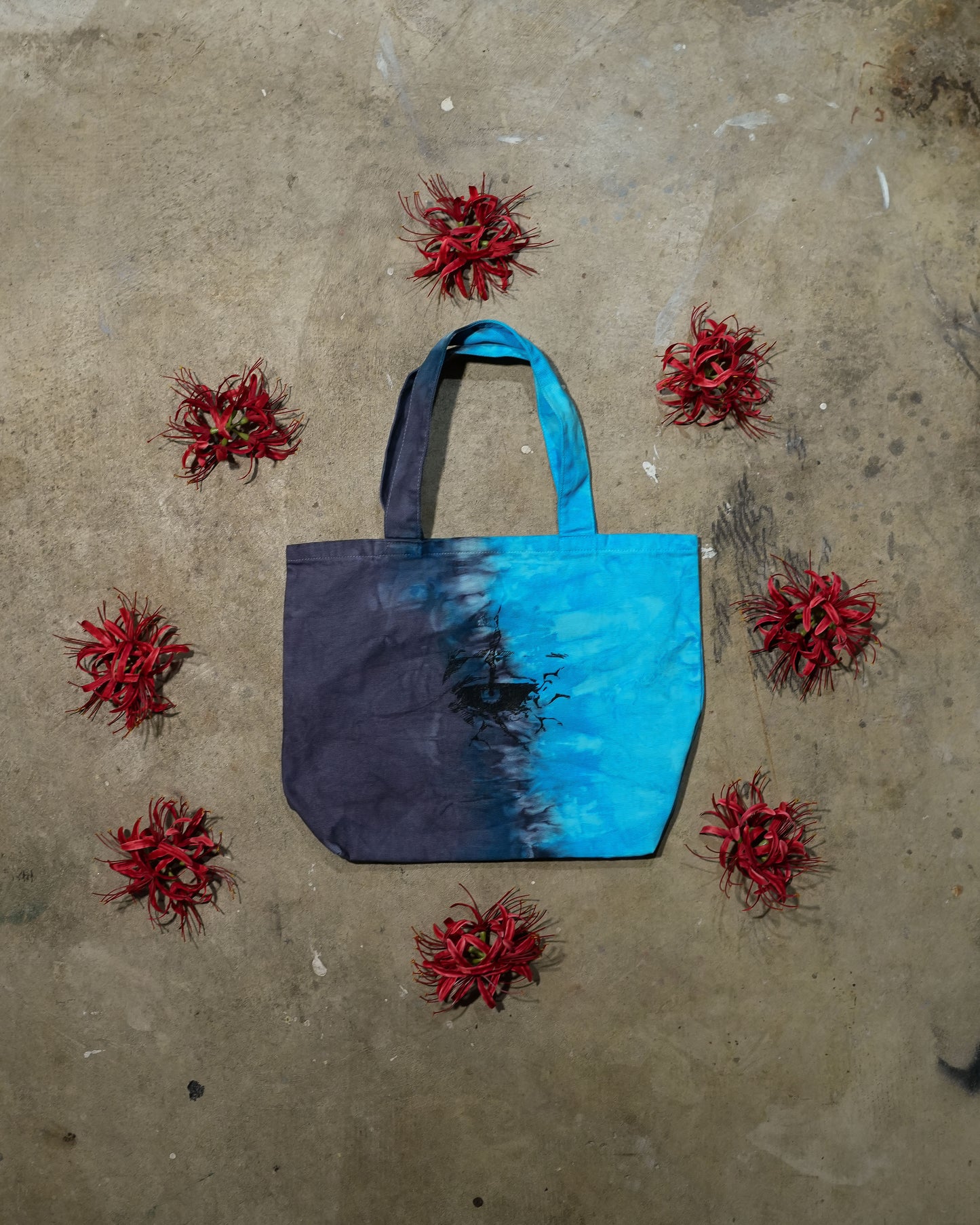 Eye Blue Flames - Blue and Black Tye-dye Tote Bag