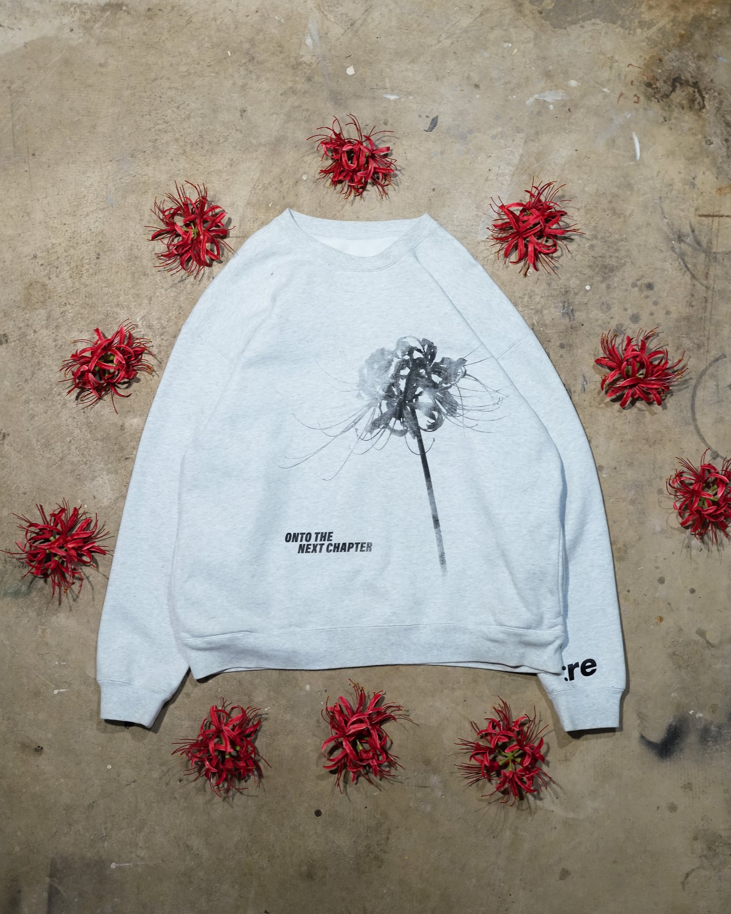 Faded Haltone Spider Lily - Heather Grey Crewneck (1 of 1)
