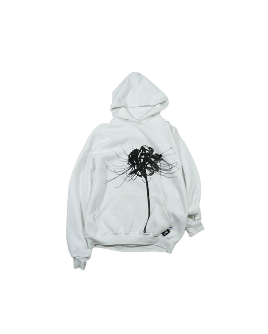 Halftone Spider Lily - Vintage Russell White Hoodie (1 of 1)