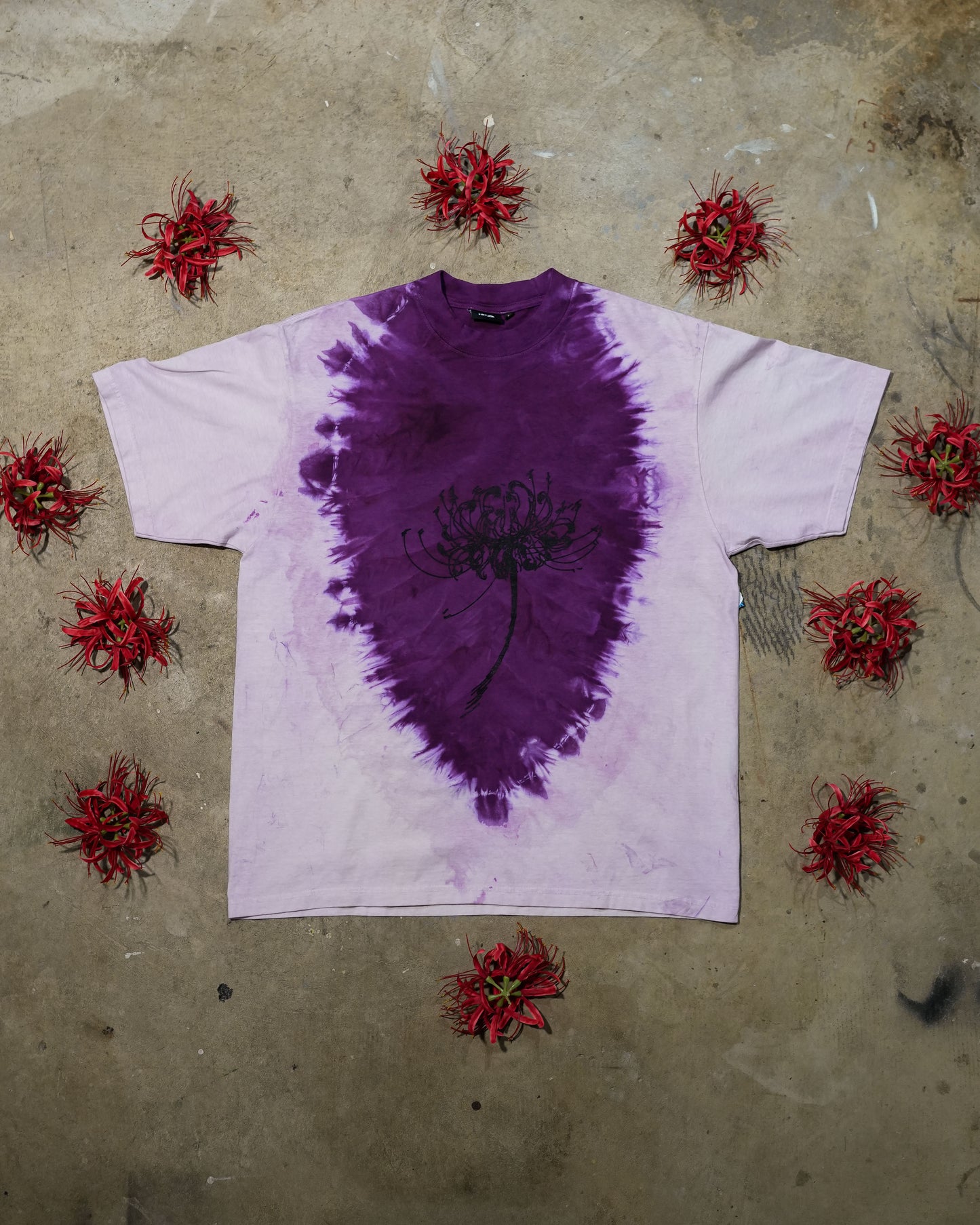 Spider Lily - Custom Cream-Purple Dyed T-shirt (1 of 1)