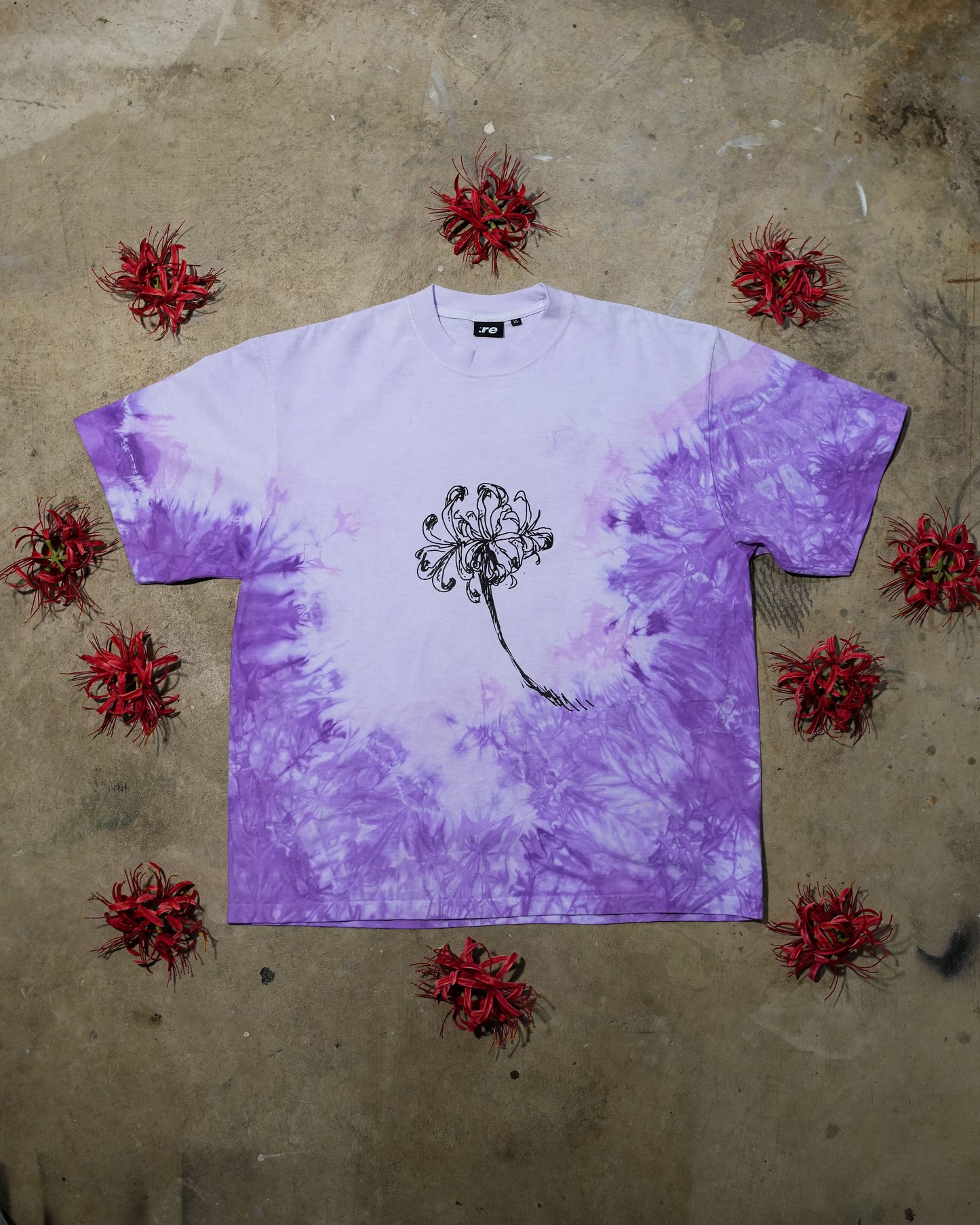 Spider Lily - Custom Purple Dyed T-shirt (1 of 1)